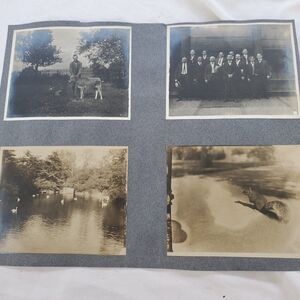 Antique Photos Set Of 8 On Scrapbook Page Steamboats Dining Hall Nature Cow Park